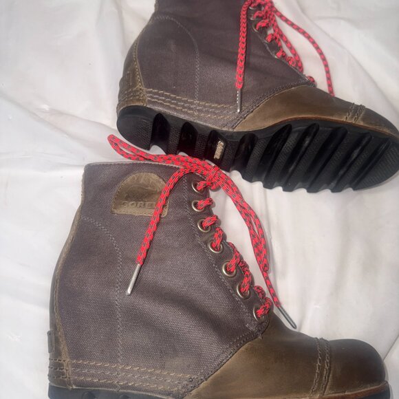 Sorel Women's PDX Grey Brown Hidden Wedge Bootie Size US 8.5 - Picture 9 of 14